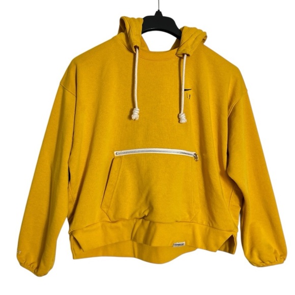Nike Tops - Nike Dry Fit Swoosh Fly Standard Issue Basketball Hoodie Yellow Ochre Size L